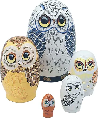 Produktbild von 5-lagige Eule-Matroschka-Puppe aus Holz, russische Nesting Dolls, pädagogisches Nesting-Eulen-Spielzeug für Kinder, Geschenk, Heimdekoration, Schreibtisch-Mittelstück