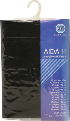 Obrázok produktu pre RTO Aida, čierna, 11 stehov/cm, rozmer 39x45 cm