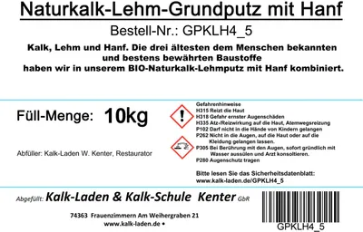 Produktbild von Naturkalk-Lehm-Grundputz mit Hanf (HP9KL), 10 kg im Eimer