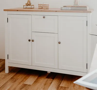 Produktbild von finori Sideboard 120 cm Bergen weiß Nachbildung Artisan Oak große Kommode