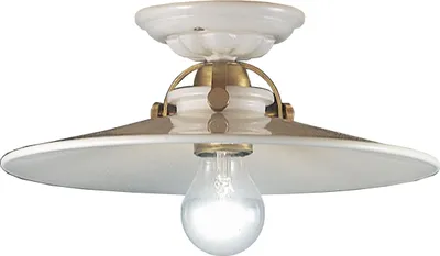 Produktbild von Deckenleuchte Keramik Metall E27 rund Ø 31 cm in Weiß Messing matt Vintage Design Keramiklampe