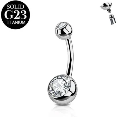 Produktbild von Bauchnabelpiercing Titan Chirurgenstahl 14G 1 Stück 10mm Silber Zirkonia
