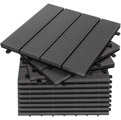 Produktbild von DEUBA® WPC Fliesen 30x30 cm Stecksystem Zuschneidbar Drainagesystem Terrasse Balkon Garten Klickfliesen Klassik Anthrazit