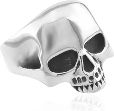 Produktbild von Totenkopf Ring Herren Damen Edelstahl Biker Skull Gothic Massiv Silber Schwarz 67 - Ø 21,39 mm