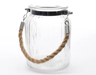 Produktbild von Windlicht Teelichthalter Glas Juteseil Ø.11 cm H.14,5 cm klar