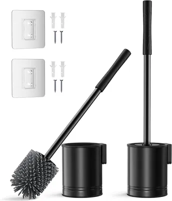 Produktbild von Toilettenbürste, Edelstahl und Silikon, schwarz, Wandmontage, für Badezimmer