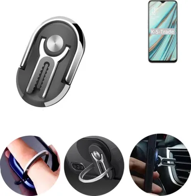 Produktbild von K-S-Trade 3in1 Smartphone-Ring Handy-Ring kompatibel mit Oppo A9 Fingerhalterung  Handyring Tischständer Lüftungsgitter-Halterung Tisch Ständer