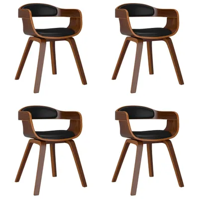 Image de Chaises à manger lot de 4 noir bois courbé et similicuir