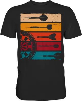 Produktbild von Retro Dartscheibe Dart Team Darts Pfeile T-Shirt – Black / XXL