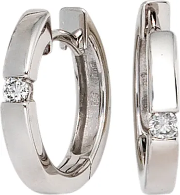 Produktbild von 15,3mm Creolen Ohrringe mit Diamanten Brillanten 585 Gold Weißgold