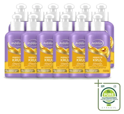Zdjęcie produktu dla 12 sztuk kremu Andrélon Perfecte Krul do włosów kręconych, do stosowania bez spłukiwania - 200 ml - opakowanie zbiorcze