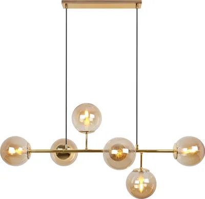Productafbeelding van Siena Goud Pendellamp 6-Lampig, Honingkleurig, E14, Lange Armen