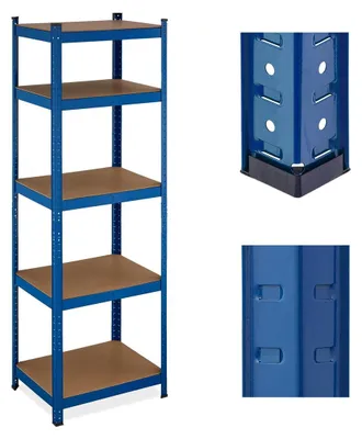 Productafbeelding van Stellingkast opbergrek modulair - 180 x 60 x 45 cm - 500 kg - Blauw - 5 planken
