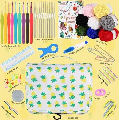 Produktbild von Famanu Häkelset für Anfänger und Erwachsene - inklusive Tasche und Zubehör