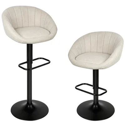 Produktbild von Barhocker 2er Set,Leinengewebe Küchenstuhl,Gepolsterter Barstuhl mit Armlehnen,Drehbar Tresenhocker Küchenstuhl für Küche/Hausbar/Esszimmer Beige