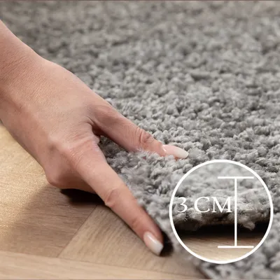 Produktbild von Runder Teppich Wohnzimmer Hochflor Einfarbiges Design Langflor Shaggy Modern, Farbe:Hellgrau, Grösse:160 cm Rund