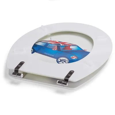 Produktbild von MSV 3700703943549, Verlängert, Harter Toilettensitz, Blau, Weiß, MDF-Platten, 365 mm, 425 mm