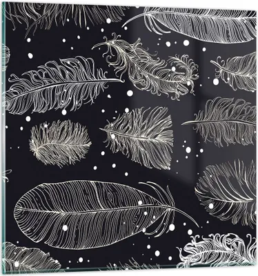 Produktbild von Bilder auf glas - Einteilig - Federn Grafiken Gliederung - 60x60cm - Glasbilder - Wandbilder - Bilder - zum Aufhängen bereit - Wanddekoration aus Glas - Glas Bilder - Wandbild auf Glas - GAC60x60-4244