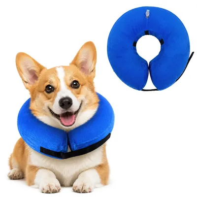 Productafbeelding van Beschermhalsband voor Honden en Katten - Opblaasbare Postoperatieve Bescherming Blauw S