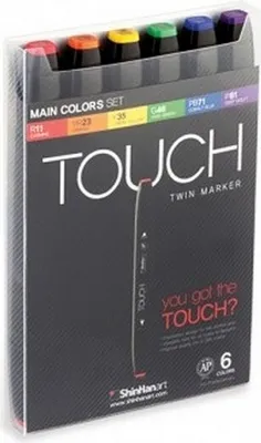 Produktbild von ShinHanart Touch Twin Marker Main Colors 6er Set Grafikmarker Set Box Design