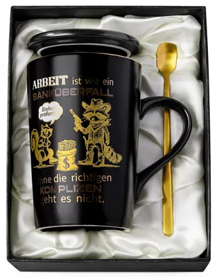 Image de Tasse à café - Avec une inscription amusante pour les collègues - Cadeau de départ - 400 ml - Noir