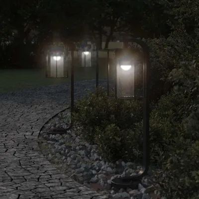 Immagine prodotto di vidaXL Luci da sentiero 3 pezzi nero 60 cm acciaio inox