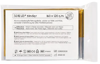 Produktbild von Rettungsdecke Kinder Sirius silber-gold 160x120cm