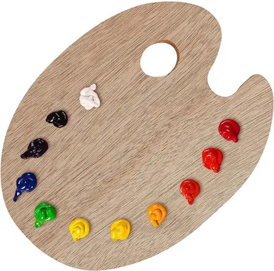 Immagine prodotto di Tavolozza dei colori in legno - pratico foro per il pollice - 30 x 20 cm