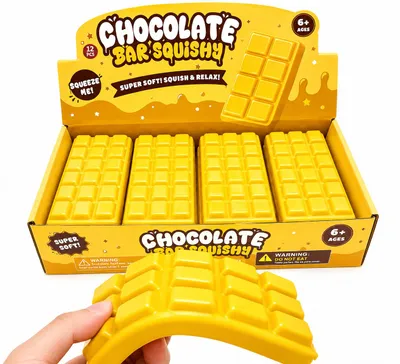 Produktbild von Squishy Schokoladentafel Gelb – Anti-Stress Fidget Toy Quetschspielzeug, KI-generiertes Bild