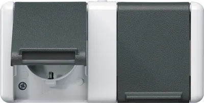 Produktbild von JG APWG WG 800 Schuko-Steckdose 8220-1W 2f. Waager. 1 Abdeck. grau/anthrazit