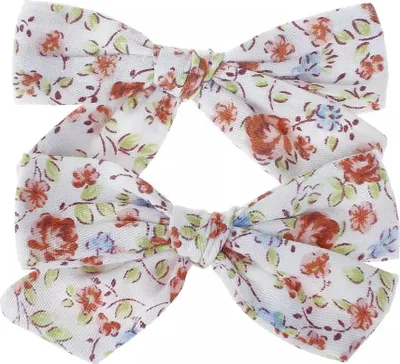 Produktbild von Haarspangen Schleifchen Set für Mädchen - Weiß / Blumen KP19307