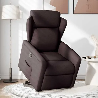 Image de vidaXL Fauteuil relax avec releveur électrique Tissu marron foncé