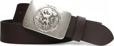 Produktbild von Trachtengürtel Echtleder 4 cm, bayerische Schnalle Löwe altsilber, FRONHOFER