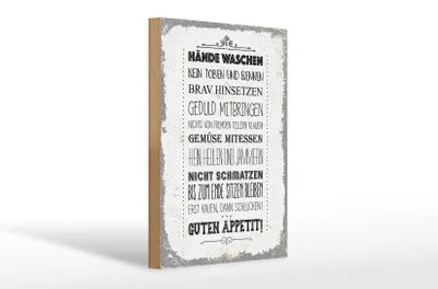 Produktbild von Holzschild Spruch Hände waschen kein toben rennen 20x30cm