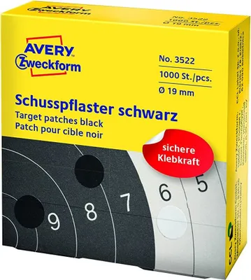 Zdjęcie produktu dla Avery 3522, Plaster na cel, Czarny, Papier, Dorosły, 19 mm, 1000 szt.
