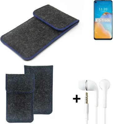 Produktbild von K-S-Trade Handy Schutz Hülle kompatibel mit Coolpad Cool S Schutzhülle Handyhülle Filztasche Pouch Tasche Case Sleeve Filzhülle dunkelgrau, blauer