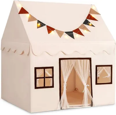 Imagen del producto de Casa de juegos infantil para interiores, tienda de juegos con alfombra y luces, tienda de juegos para interiores, casa de juegos para niños a partir de 3 años, ideal para habitaciones infantiles, salas de juegos y fiestas