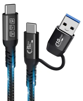 Produktbild von Usbc Datenkabel Extra Lang 100cm,Usb 3.2 Gen 2x2 20 Gbit/S,Multifunktional 2-In-1 Usb A Auf C,8k@60hz Uhd-Video 5 A/240 W,Usb C 3.2 Kabel,Kompatibel Mit Thunderbolt 3/4 Macbook Pro Samsung