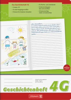 Produktbild von BRUNNEN Geschichtenheft A4 Lineatur 4G 16 Blatt 104499104