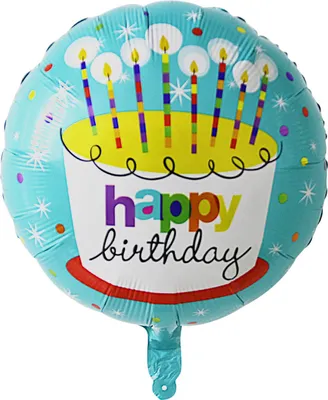 Produktbild von Folienballon Happy Birthday rund 45 cm, Torte blau