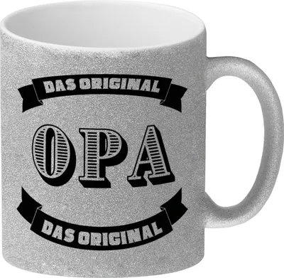 Produktbild von Opa Glitzer-Kaffeebecher mit Spruch Opa Das Original
