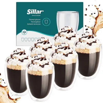 Productafbeelding van Dubbelwandige Koffieglazen 350 ml - Thermische Theeglazen met Handvat