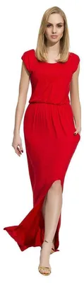 Produktbild von Damen Elegantes Kleid Maxikleid Abendkleid Cocktailkleid mit Schlitz; Rot M