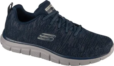 A single blue Skechers shoe is shown against a white background.
