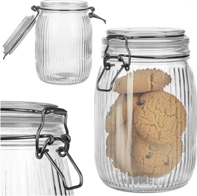 Produktbild von KADAX Glasbehälter 950ml, 1 Stück, Vorratsglas aus Glas mit Bügelverschluss, großes Aufbewahrungsglas mit Deckel, Bügelglas zur Aufbewahrung, Keksglas