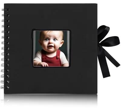 Productafbeelding van Fotoalbum met 60 zwarte pagina's, zelf te personaliseren, 20,5 x 20,5 cm