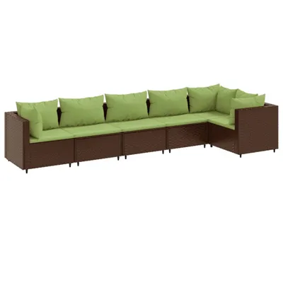 Produktbild von 6-tlg. Garten-Lounge-Set mit Kissen Braun Poly Rattan