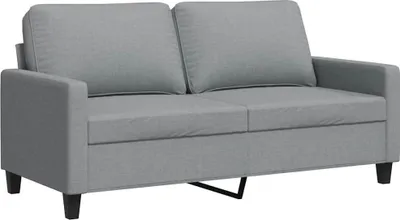 A light gray two-seater sofa with two cushions, shown from a three-quarter angle.