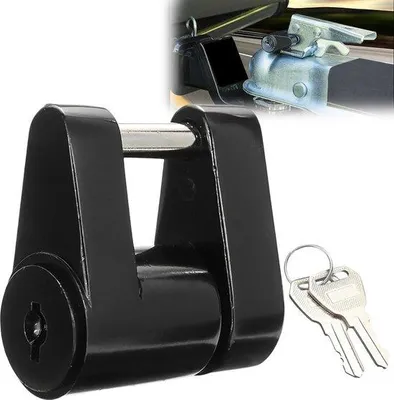 Immagine prodotto di Lucchetto di sicurezza per roulotte - Lucchetto per ganci di traino standard con 2 chiavi.