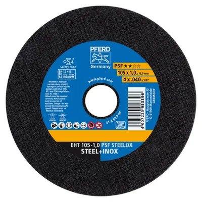 Produktbild von PFERD 61741105, Schneidedisk, Edelstahl, Stahl, 10,5 cm, Jede Marke, Flache Mitte, 1,6 cm